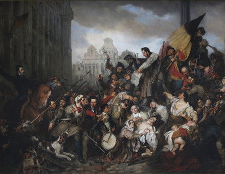 Episode of the Belgian Revolution of 1830, Egide Charles Gustave Wappers (1834), in the Musée d'Art Ancien, Brussels.