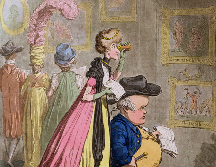 'A Peet at Christie's, or Tally-hop, and his Nimeney-pimmeney Taking the Morning Lounge' by James Gillray, 1796