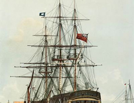 The East Indiaman Repulse (1820) in the East India Dock Basin.