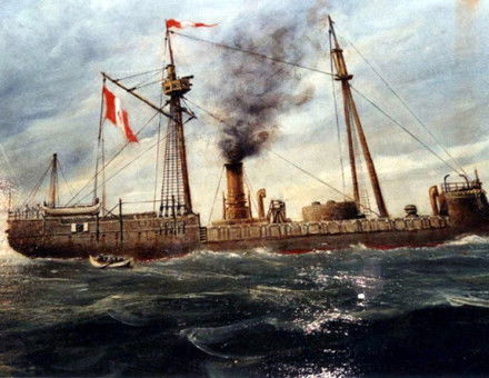 Huáscar in Peruvian service before her foremast was removed in June 1879