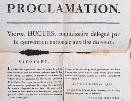 Proclamation by Victor Hugues abolishing slavery