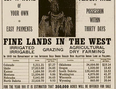 A 1911 ad offering "allotted Indian land" for sale