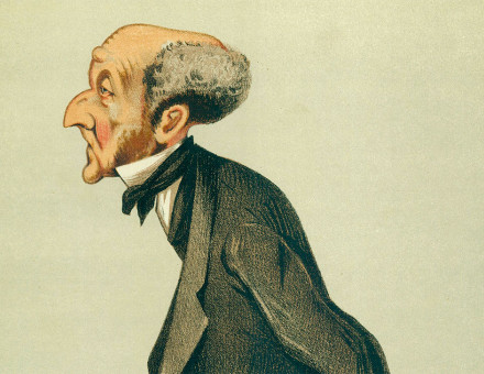 Caricature of John Stuart Mill, by ‘Spy’, Leslie Matthew Ward, in Vanity Fair, March 1873.