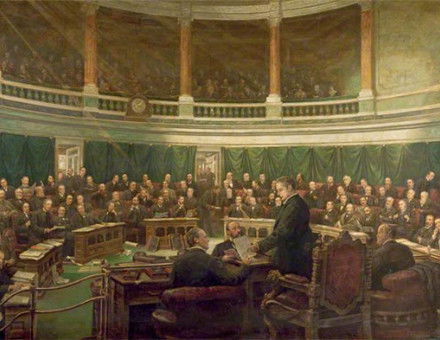 The First Meeting of the London County Council in the County Hall Spring Gardens, 1889 by Henry Jamyn Brooks