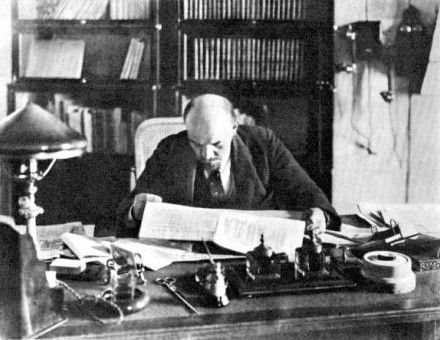 Lenin working in the Kremlin, 1918