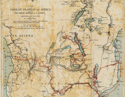 The journeys of David Livingstone in Africa (marked in red) between 1851 and 1873