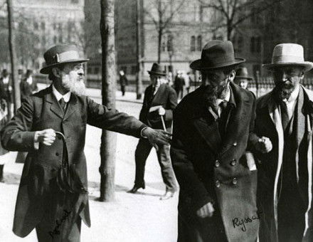 Leaders of the Menshevik Party at Norra Bantorget in Stockholm, Sweden, May 1917. Pavel Axelrod, Julius Martov and Alexander Martinov