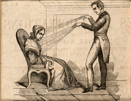 A practitioner of Mesmerism using animal magnetism