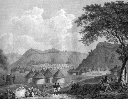 View of Kamalia in Mandingo country, Africa, from: Mungo Park, Travels in the Interior Districts of Africa
