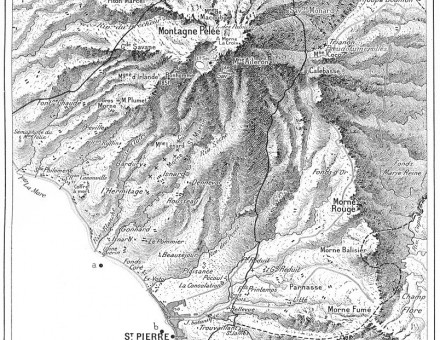 A map of the affected area around Mount Pelée printed in 1904.