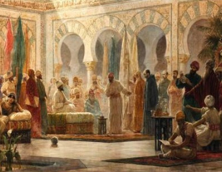 Abd-ar-Rahman III and his court in Medina Azahara, by Dionisio Baixeras Verdaguer.