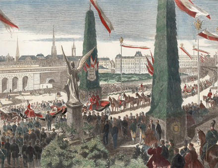 The opening of the Ringstrasse, illustration published in Leipzig, 1865.