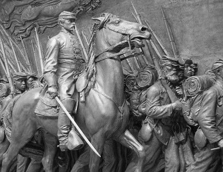 Restored plaster cast of the Memorial to Robert Gould Shaw and the Massachusetts Fifty-Fourth Regiment at the National Gallery of Art, Washington D.C.