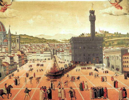 Painting (1650) of Savonarola's execution in the Piazza della Signoria