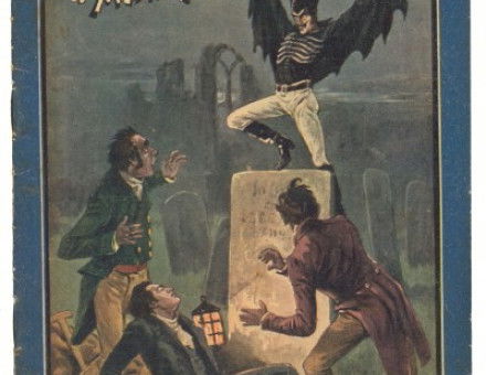 The legendary spring-heeled Jack, shown as a winged monster on the cover of an early 20th century 'Penny Dreadful'