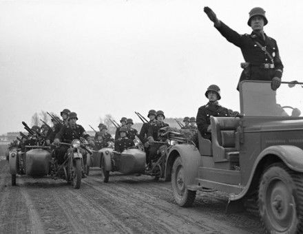 SS troops at a Nazi procession in 1939.