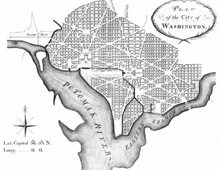 Andrew Ellicott's 1792 revision of L'Enfant's plan of 1791–1792 for the "Federal City" later Washington City, District of Columbia