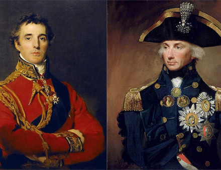 The Duke of Wellington, by Sir Thomas Lawrence (1814), and Lemuel Francis Abbott's portrait of Lord Nelson.