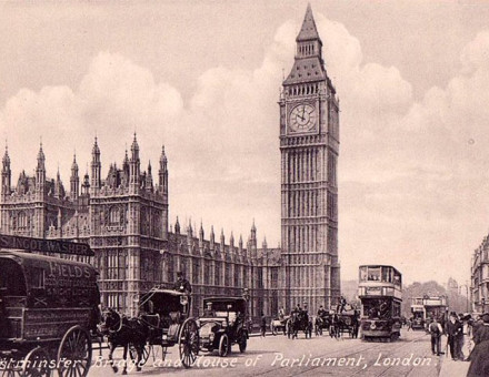 Westminster Bridge and House of Parliament. Postcard, c.1910