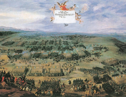 Contemporary painting showing the Battle of White Mountain (1620)