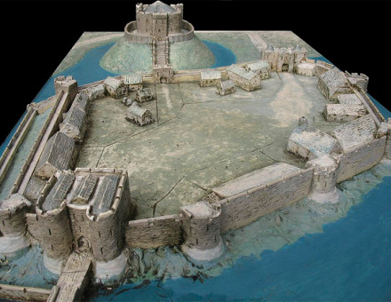 A reconstruction of York Castle in the 14th century, viewed from the south-east. Photograph by Stephen Montgomery