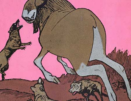 Finland (an elk) being attacked by Russia (a pack of wolves), Wilhelm Schulz, Simplicissimus magazine, 1911. © Bibliothèque Nationale, Paris/Bridgeman Images.