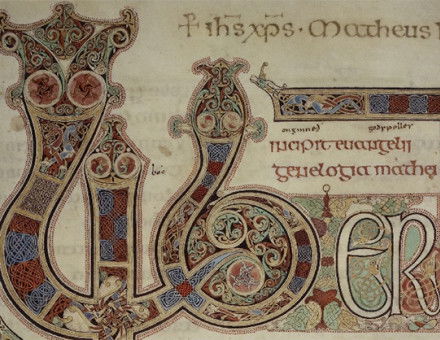 Detail of the Lindisfarne Gospels, f.27r (c) British Library Board.