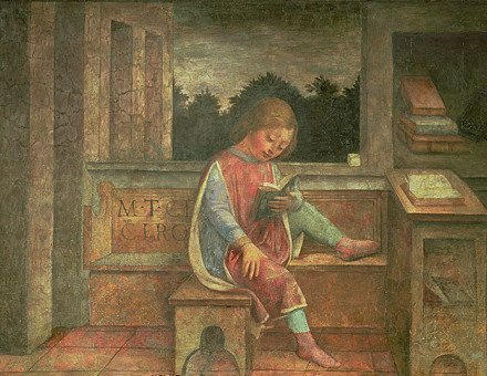 Bookish child: 'The Young Cicero Reading', fresco by Vincenzo Foppa, c.1464.