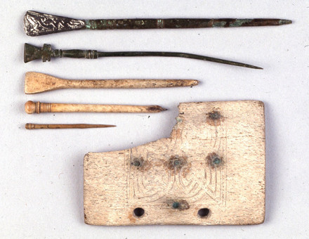 School tools: whale-bone writing-tablet and styluses from the middle Anglo-Saxon period