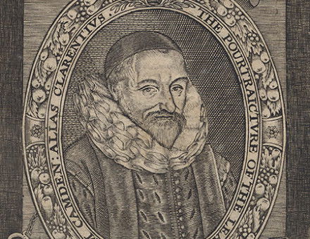 In need of rescue: William Camden (1551-1623) in an engraving of c.1636.