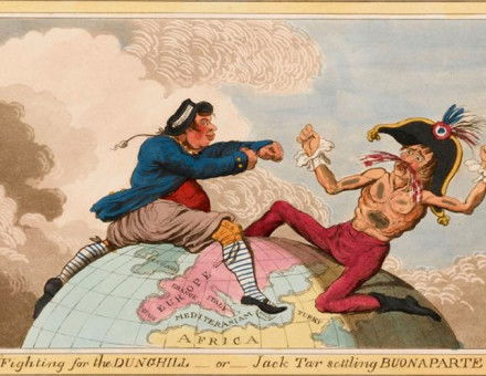 'Fighting for the Dunghill, or, Jack Tar Setting Buonaparte' by James Gillray (1798).