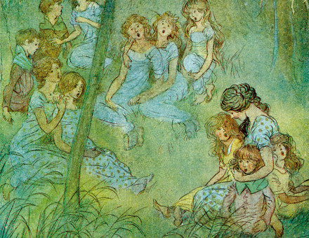 ‘And nightly meadow-fairies, look you sing’: illustration for Shakespeare’s The Merry Wives of Windsor, by Hugh Thomson, 1910.