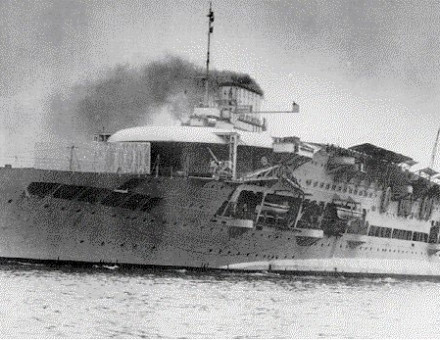 HMS Glorious soon after its remodeling as an aircraft carrier