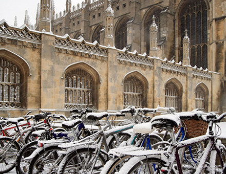 Frozen out: bikes parked in Cambridge.