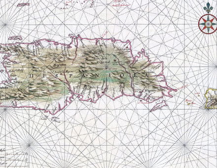 Nautical chart of Hispaniola and Puerto Rico, c.1639.