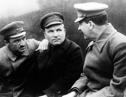Russian rivals: Sergei Kirov (centre), flanked by Anastas Mikoyan and Joseph Stalin, October 11th, 1932.