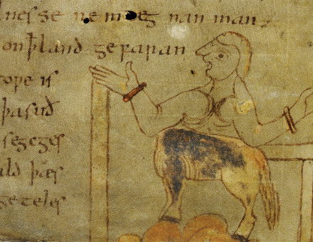 Here be monsters: a centaur, or homodubius, from Wonders of the East in the Nowell Codex, c.1000.