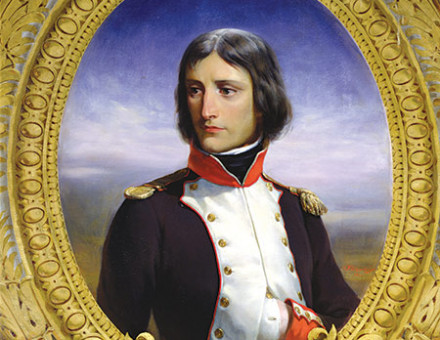 Napoleon, 1792, as Lieutenant Colonel of the 1st Battalion of Corsica by Felix Philippoteaux, 1834.