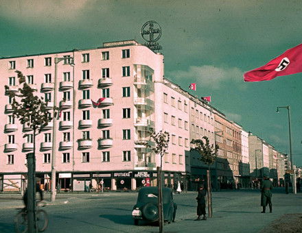 Bitter memories: a German guard on the streets of Gdynia, occupied Poland, September 1939.