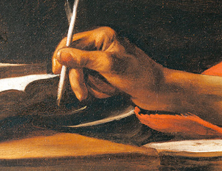 Saint Jerome in his Study (detail) by Caravaggio, c.1606