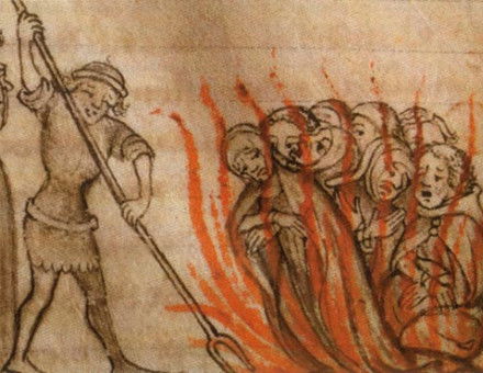 Knights Templars being burned at the stake.