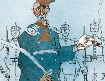 O Captain!: Wilhelm Voigt as  drawn by Ernst Kellermann in Simplicissimus, 12 January 1906.