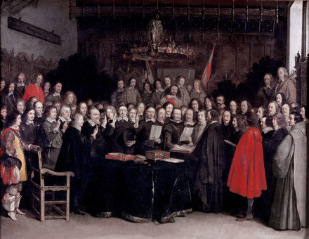 The Swearing of the Oath of Ratification of the Treaty of Münster, 1648, by Gerard ter Borch