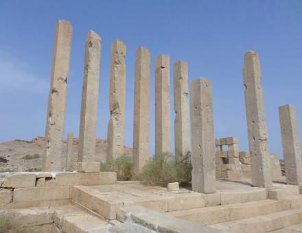Still standing: the pillars of Sirwah’s temple.