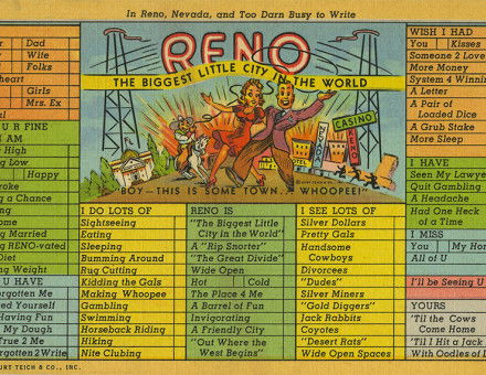 Fill-in-the-blank postcard, c.1940.