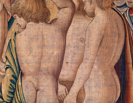 Boys just want to have fun: February scene from the Trivulzio tapestry, by Benedetto da Milano, after a design by Bramantino, Milan, 1504-9. 