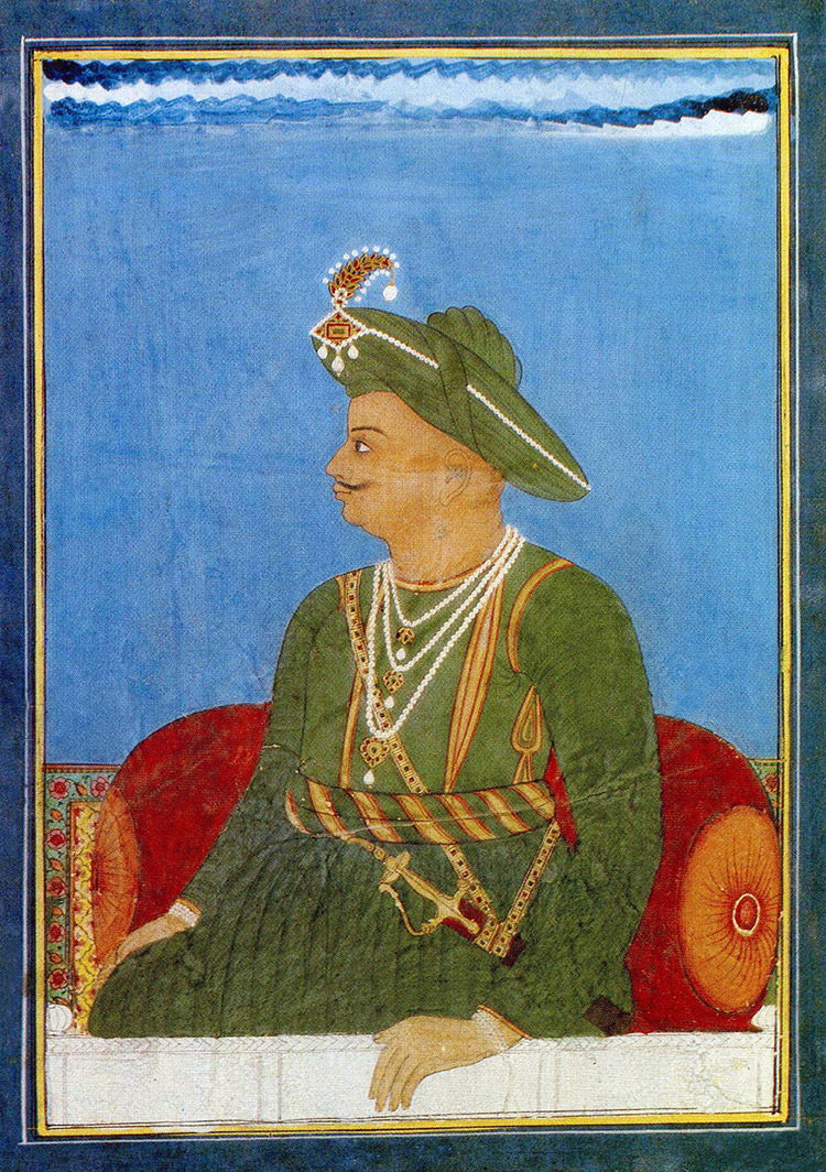 Portrait of Tipu Sultan, ruler of the kingdom of Mysore.