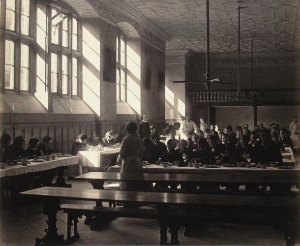 Stonyhurst College, Lancashire, where Hopkins taught briefly and where he met Patmore in 1883. Roger Fenton's photograph of 1858 shows boys in the school refectory. By permission of the Governors of Stonyhurst College