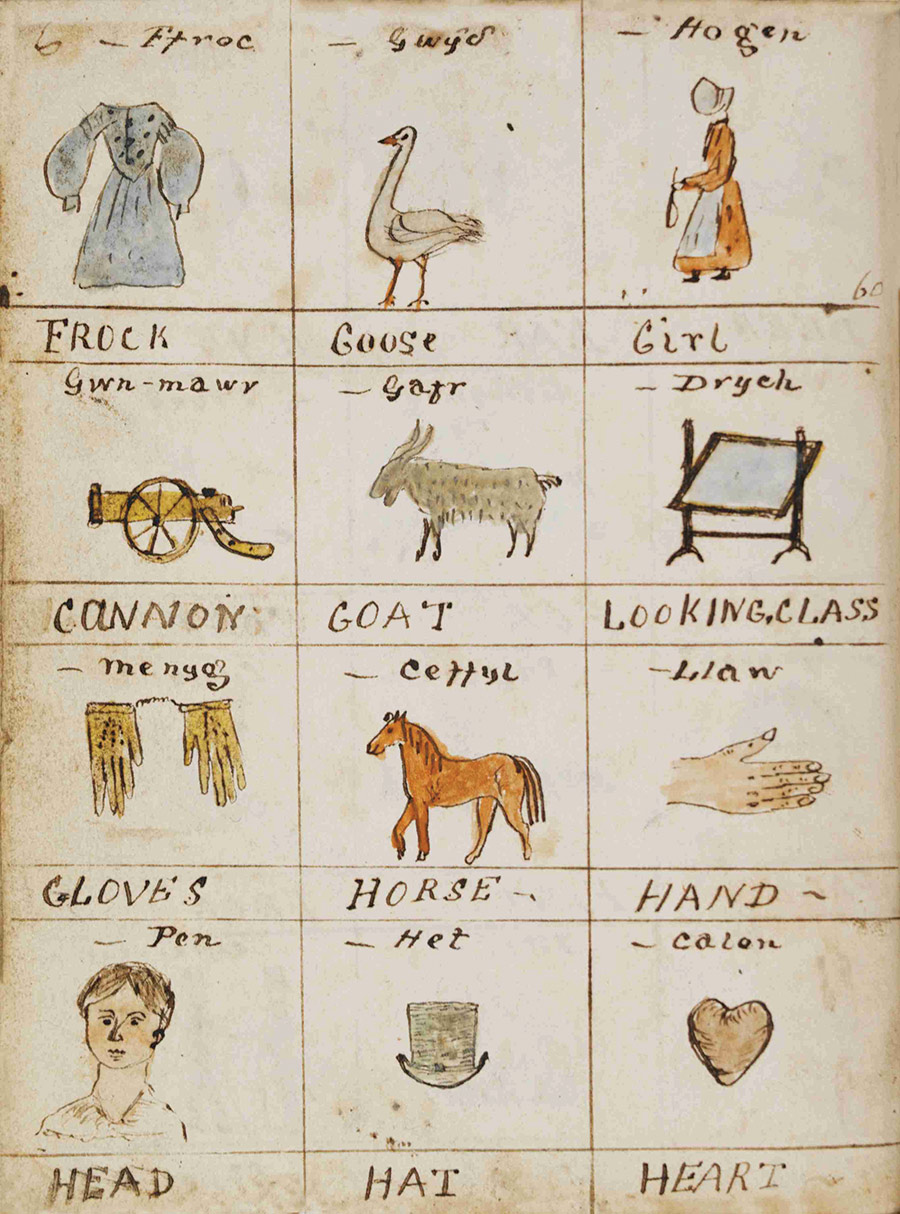 Page from Eliza Pughe’s Pictorial Dictionary, c.1844.