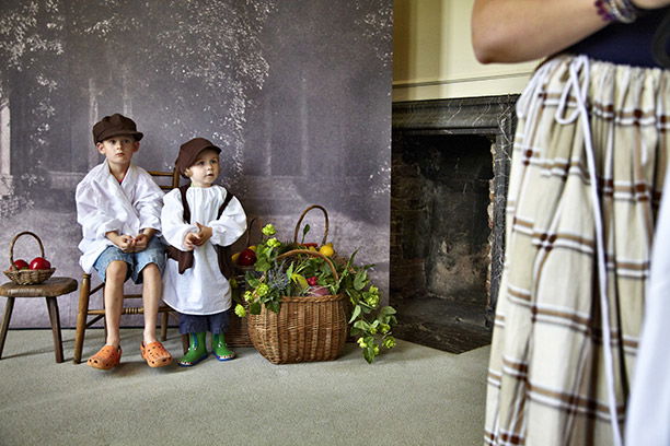 History beyond the academy: children dress up in period costume on a visit to Lacock Academy, Wiltshire